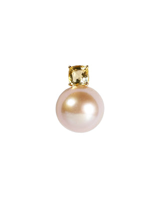 Pearl pendant with citrine on a white background